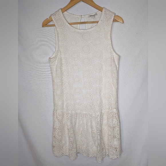 Ella Moss Cream Floral Embroidered Tank Babydoll Dress Size Medium - Picture 1 of 14